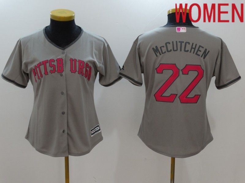 Women Pittsburgh Pirates #22 Mccutchen Grey Mother Edition 2022 MLB Jersey->women mlb jersey->Women Jersey